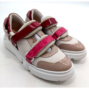 AGL women SZ 40 10 Casual Leather Chunky Platform Hook Loop Tan Sneakers